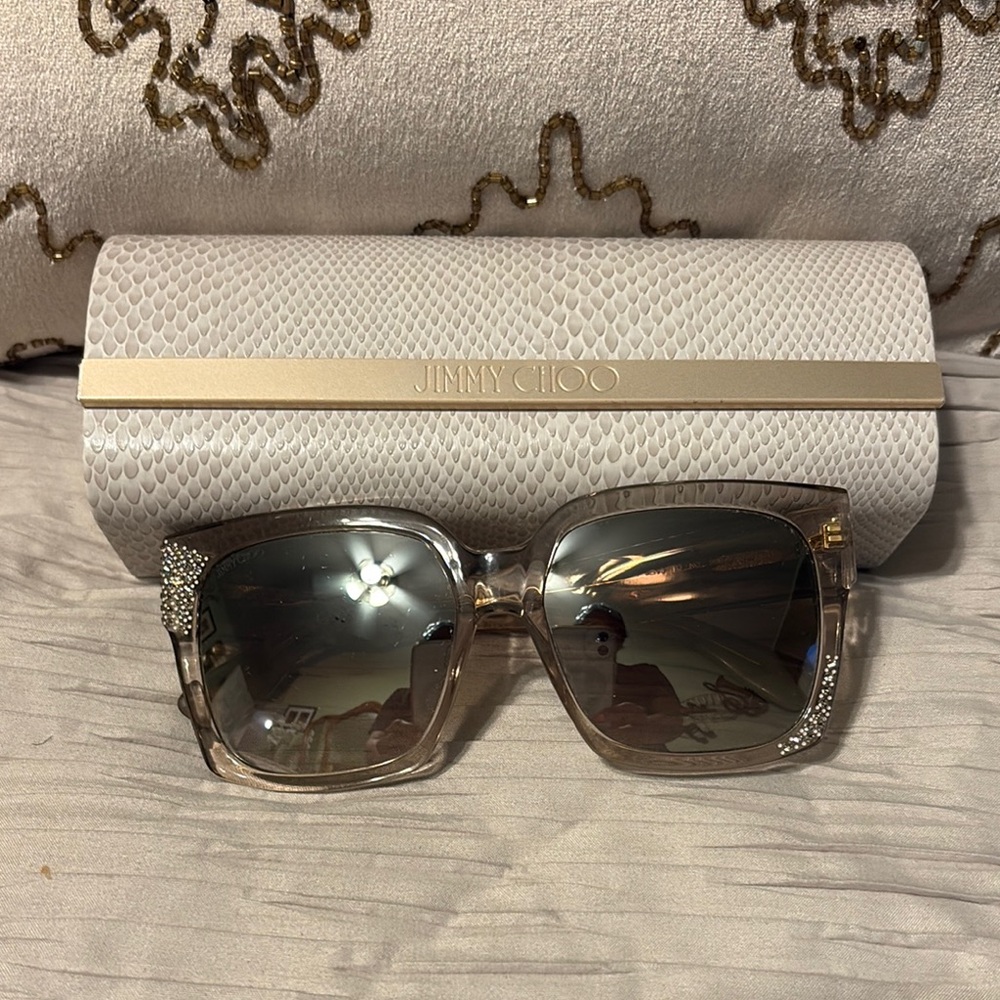 Jimmy Choo Silver Sunglasses Oversized Glamour
